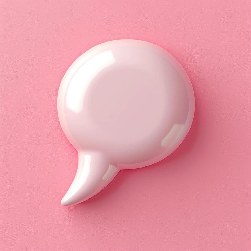 AI generated white plastic soft speech bubble against pink background photo