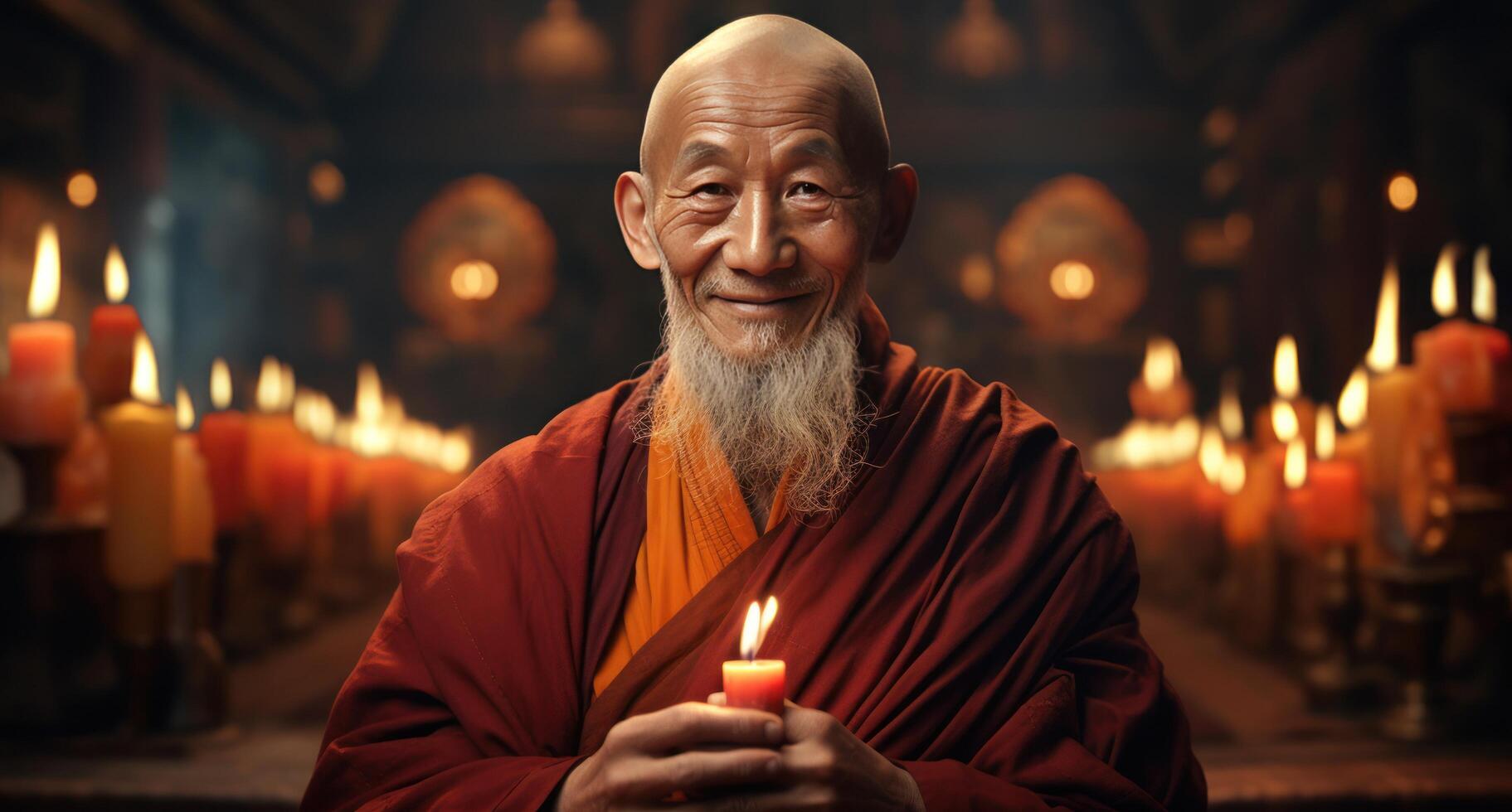 AI generated Elder Monk's Tranquil Reflection photo