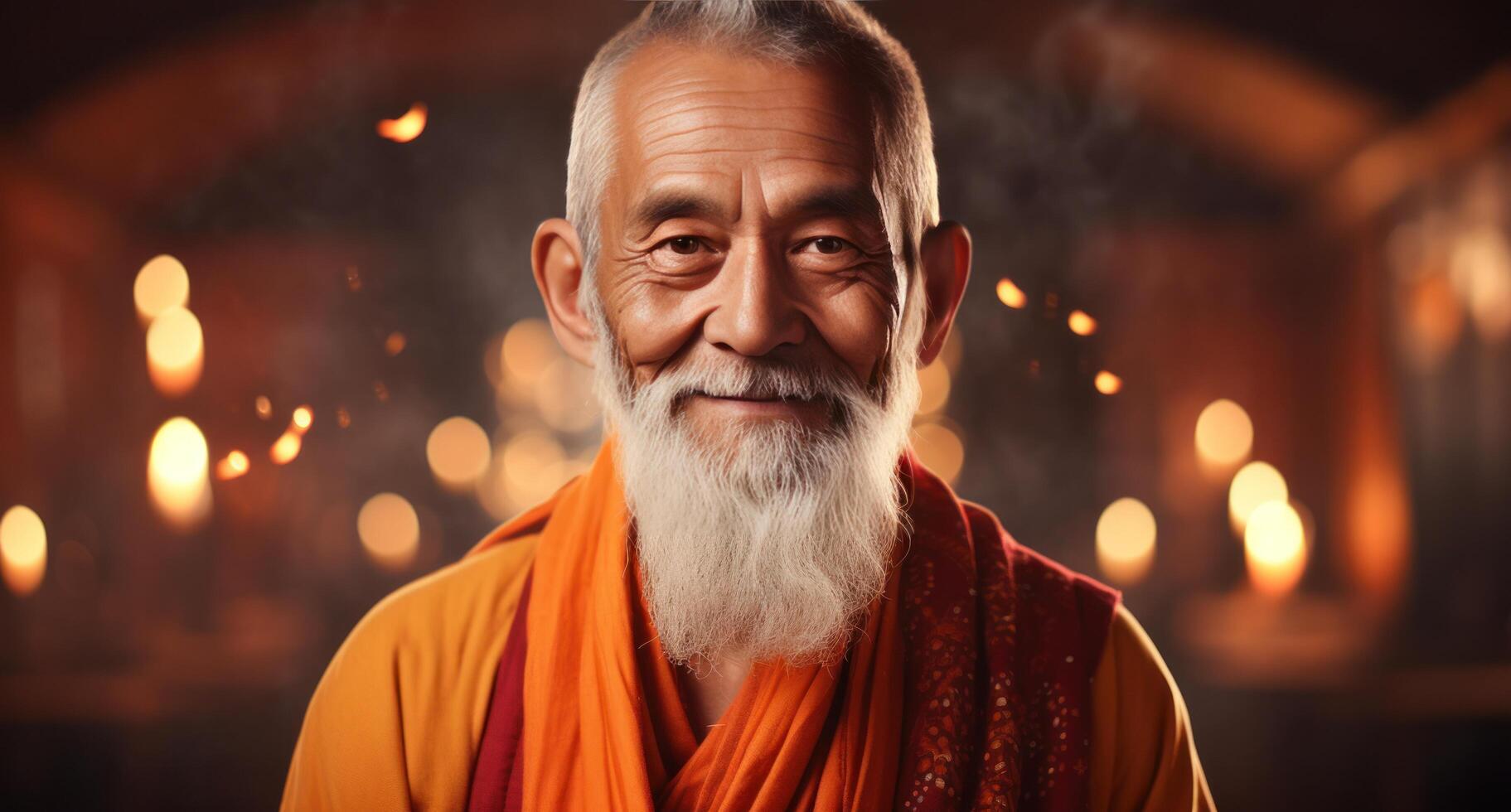 AI generated Elder Monk's Tranquil Reflection photo