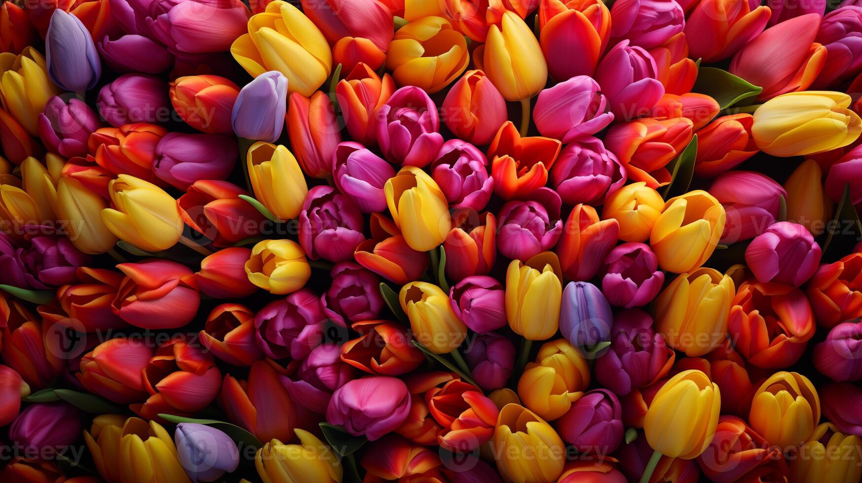 AI generated tulips close-up, floral background photo