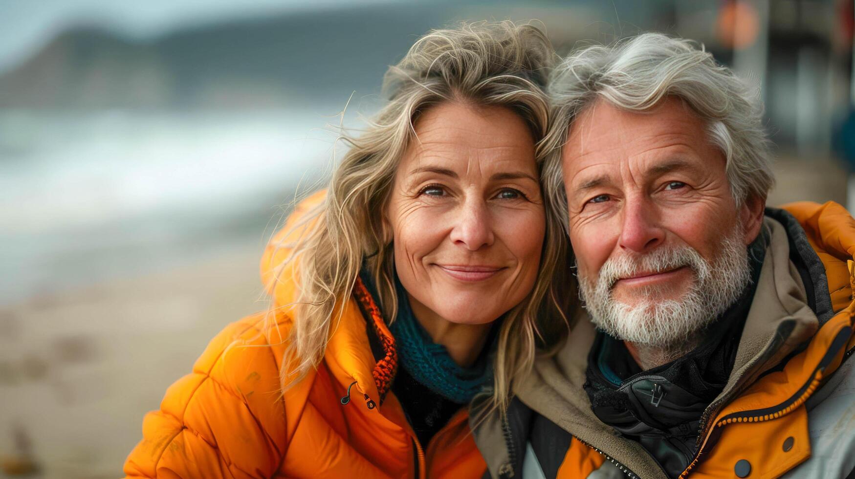 AI generated Portrait of happy senior couple at summer vacation photo