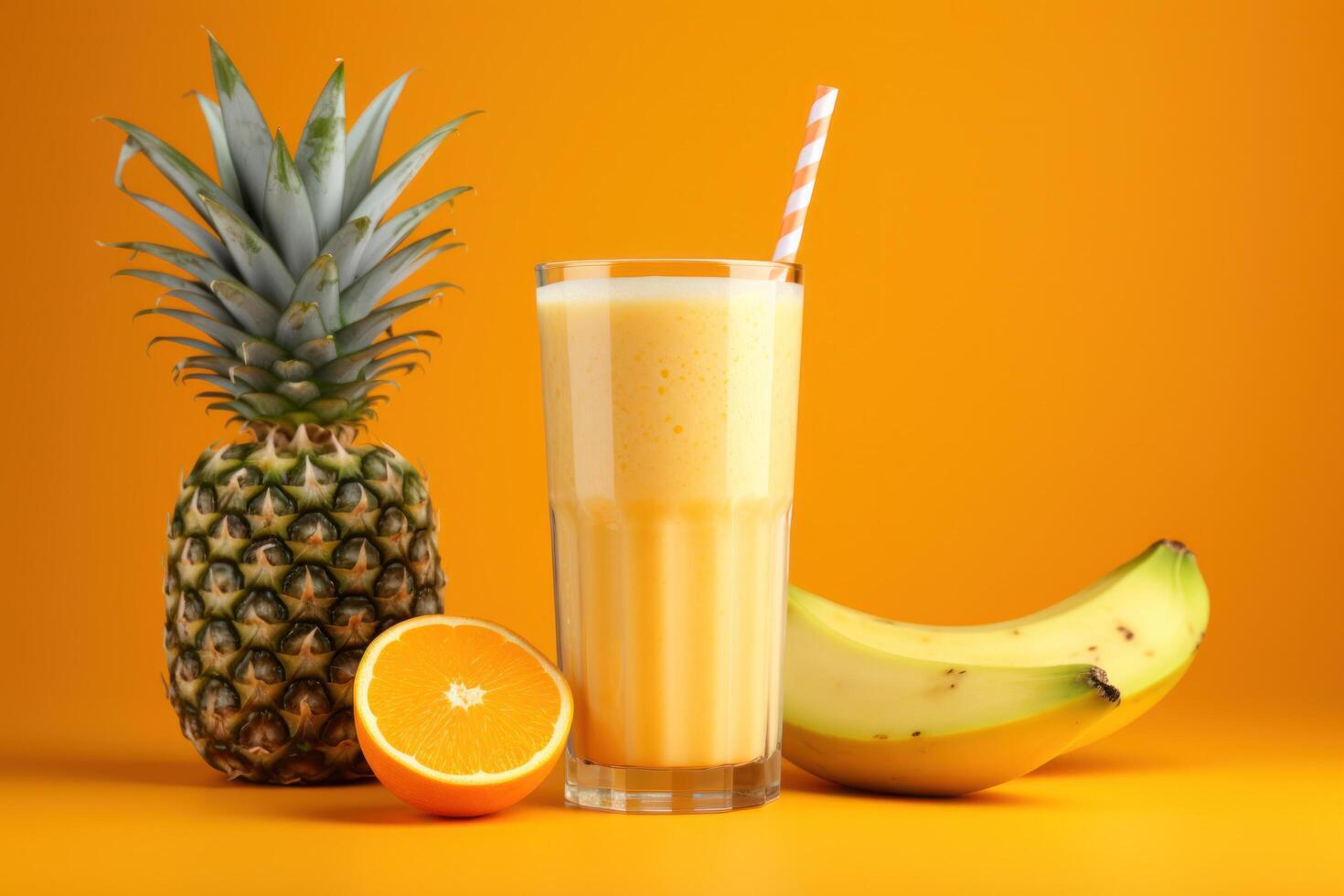 ai generado banana, mango zalamero, piña, naranja foto