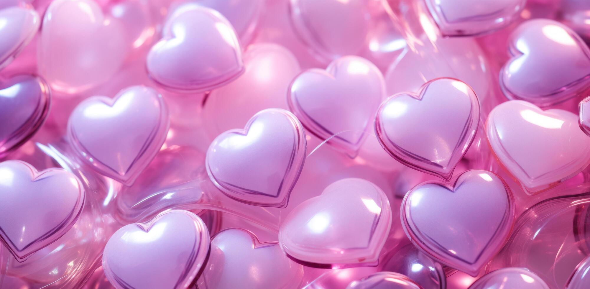 AI generated pink heart background with many pink hearts photo
