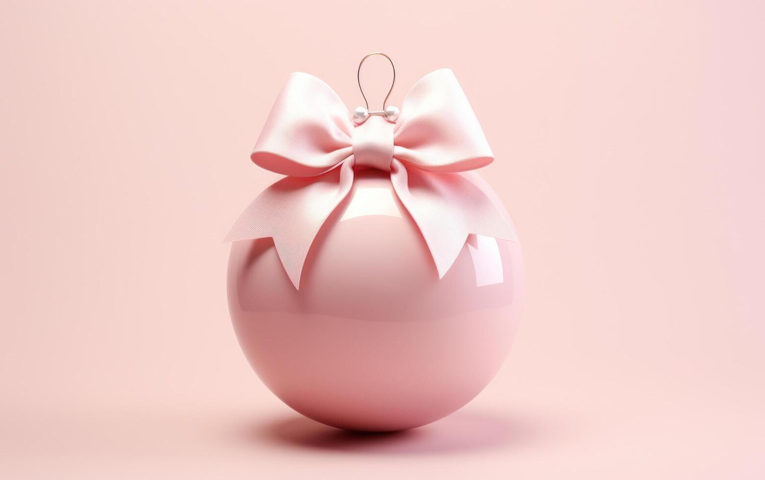 AI generated pink christmas hanging ball with ribbon bow photo