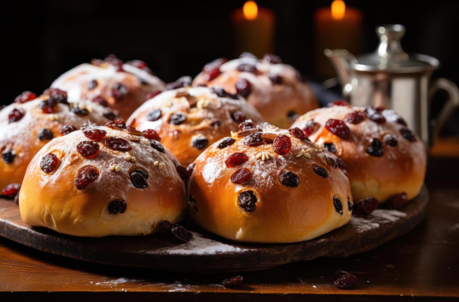 AI generated buns with raisins photo