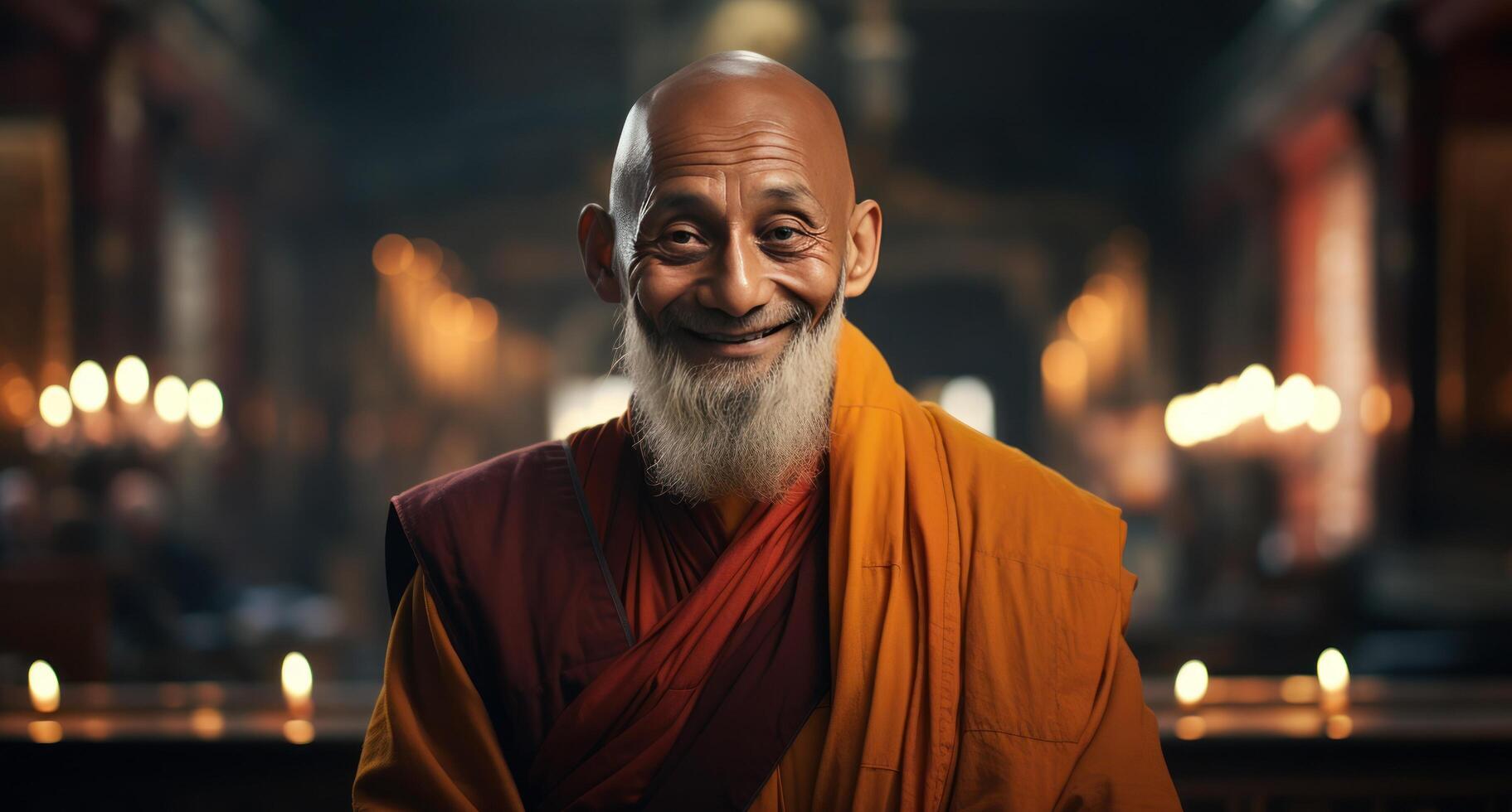 AI generated Elder Monk's Tranquil Reflection photo