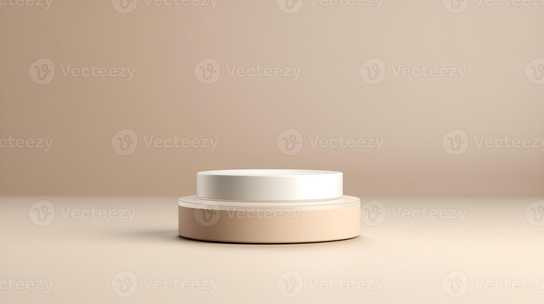 AI generated Empty podium or pedestal  for product display, on a beige background photo