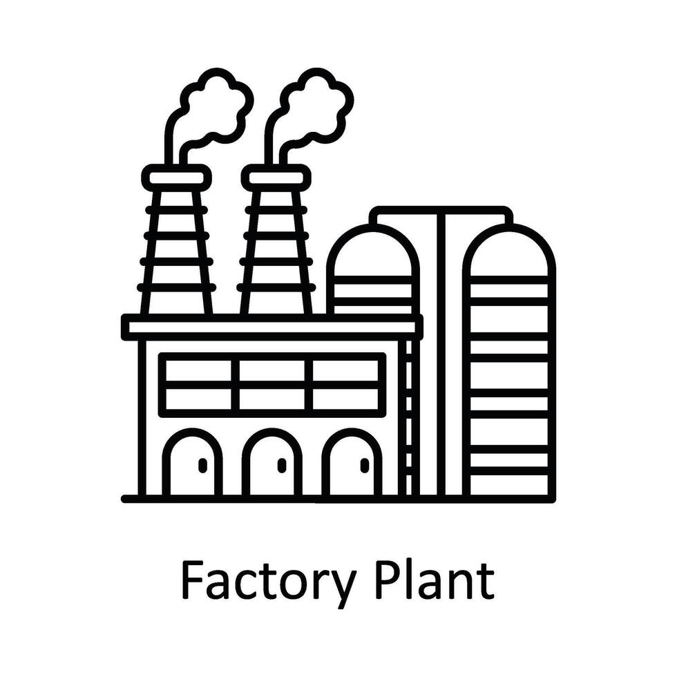 Factory Plant  vector outline icon design illustration. Manufacturing units symbol on White background EPS 10 File