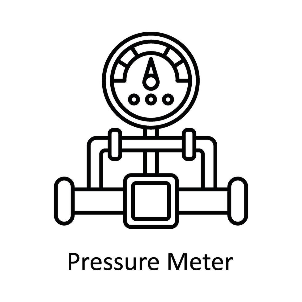 Pressure Meter vector outline icon design illustration. Manufacturing units symbol on White background EPS 10 File