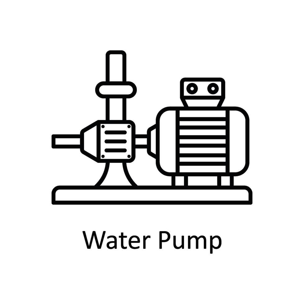 Water Pump vector outline icon design illustration. Manufacturing units symbol on White background EPS 10 File