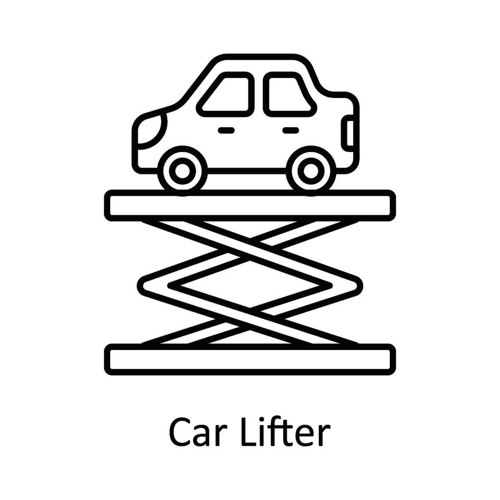 Car Lifter vector outline icon design illustration. Manufacturing units symbol on White background EPS 10 File