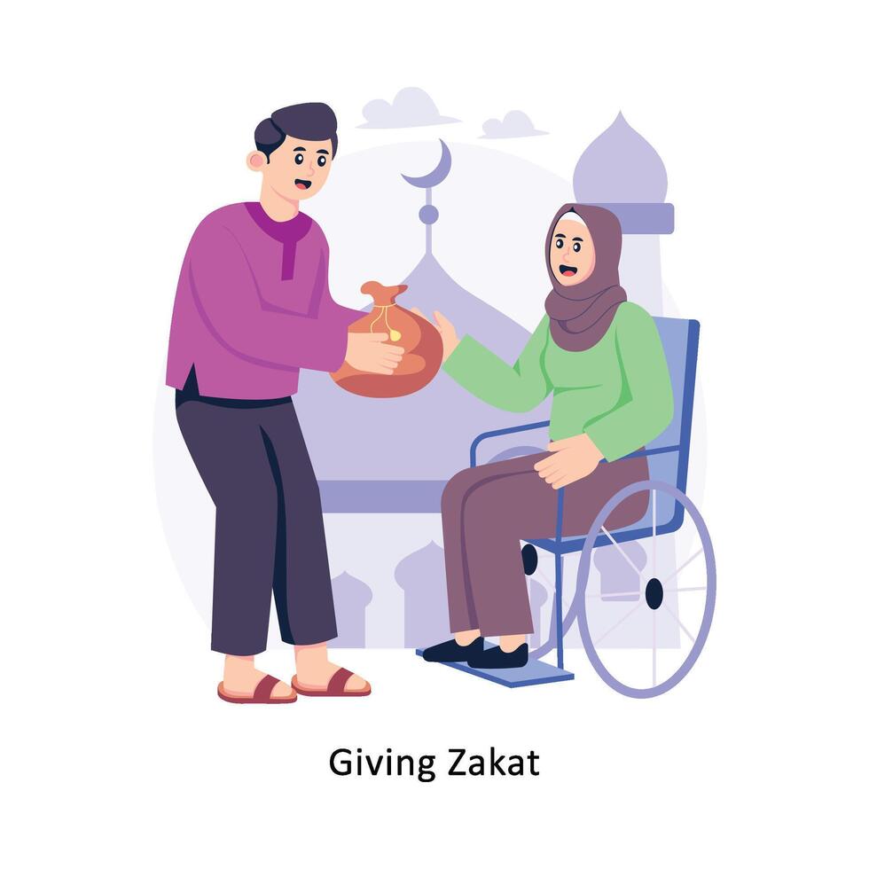 Giving Zakat Flat Style Design Vector illustration. Stock illustration