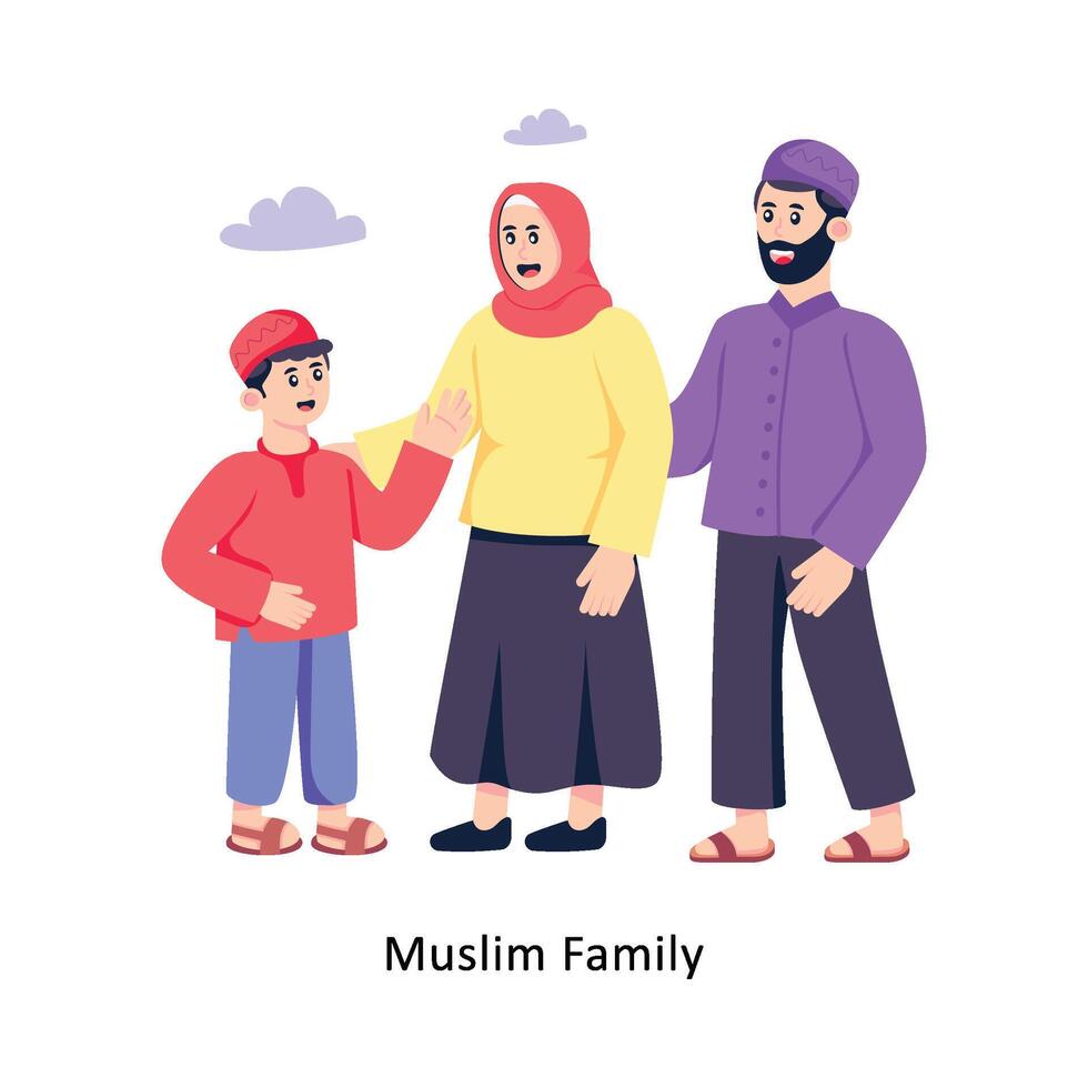 Muslim Family Flat Style Design Vector illustration. Stock illustration