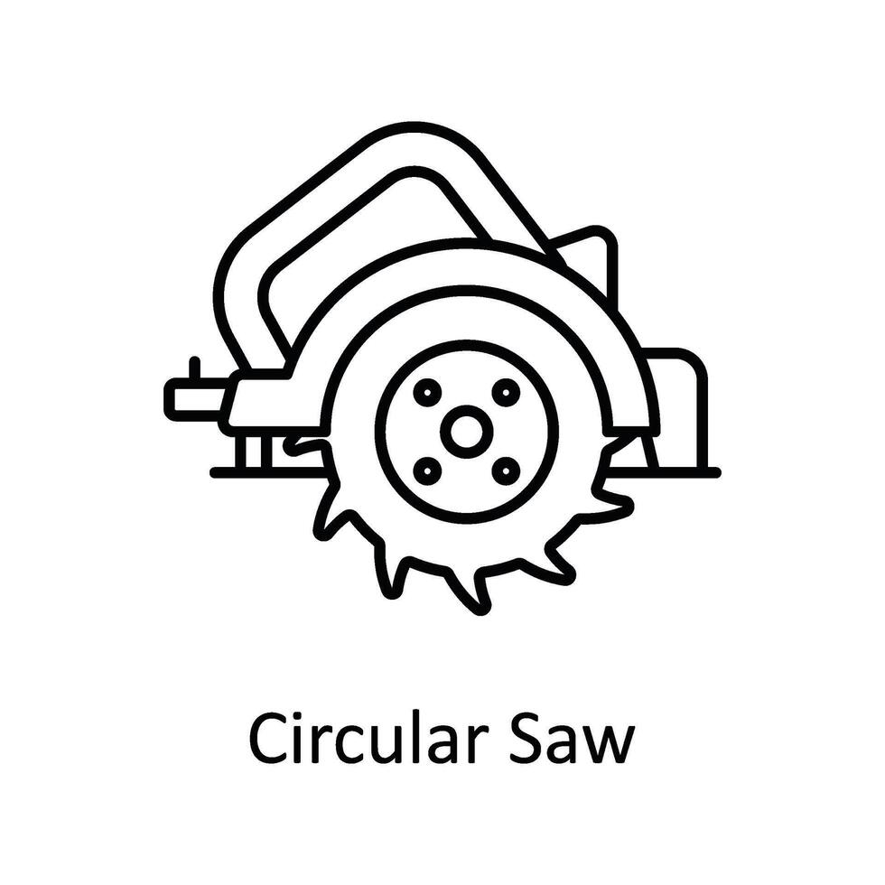 Circular Saw vector outline icon design illustration. Manufacturing units symbol on White background EPS 10 File