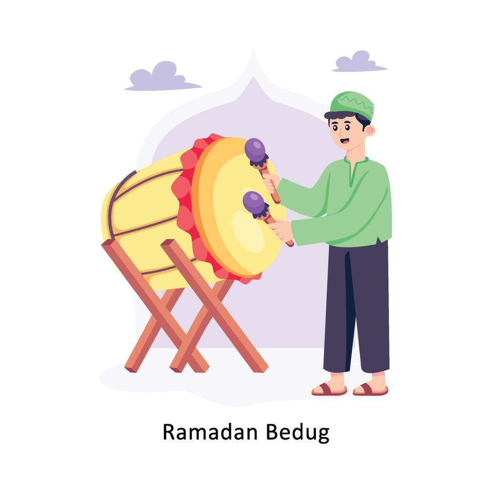 Ramadan Bedug Flat Style Design Vector illustration. Stock illustration