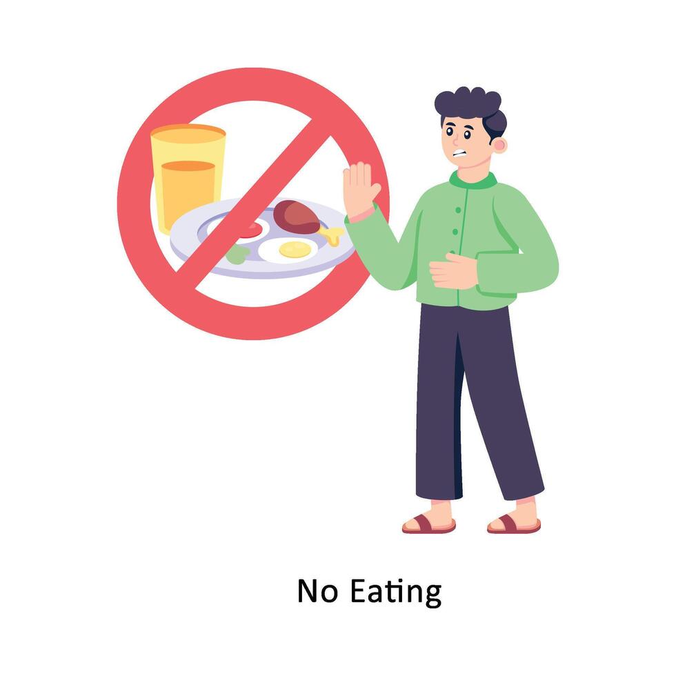 No Eating Flat Style Design Vector illustration. Stock illustration