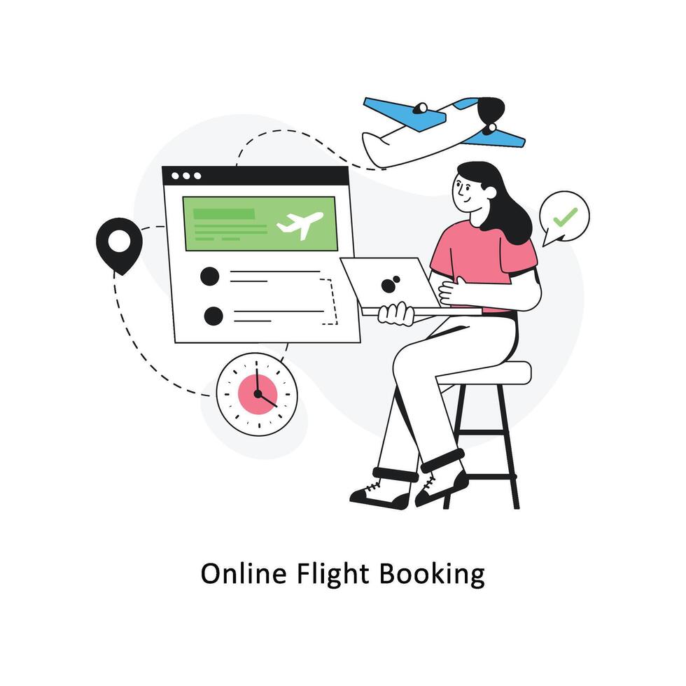 Online Flight Booking   Flat Style Design Vector illustration. Stock illustration