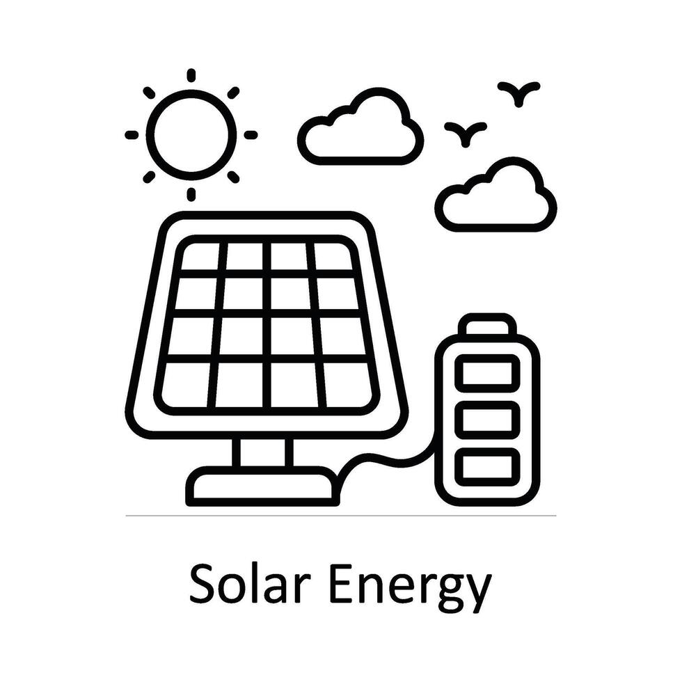 Solar Energy vector outline icon design illustration. Manufacturing units symbol on White background EPS 10 File