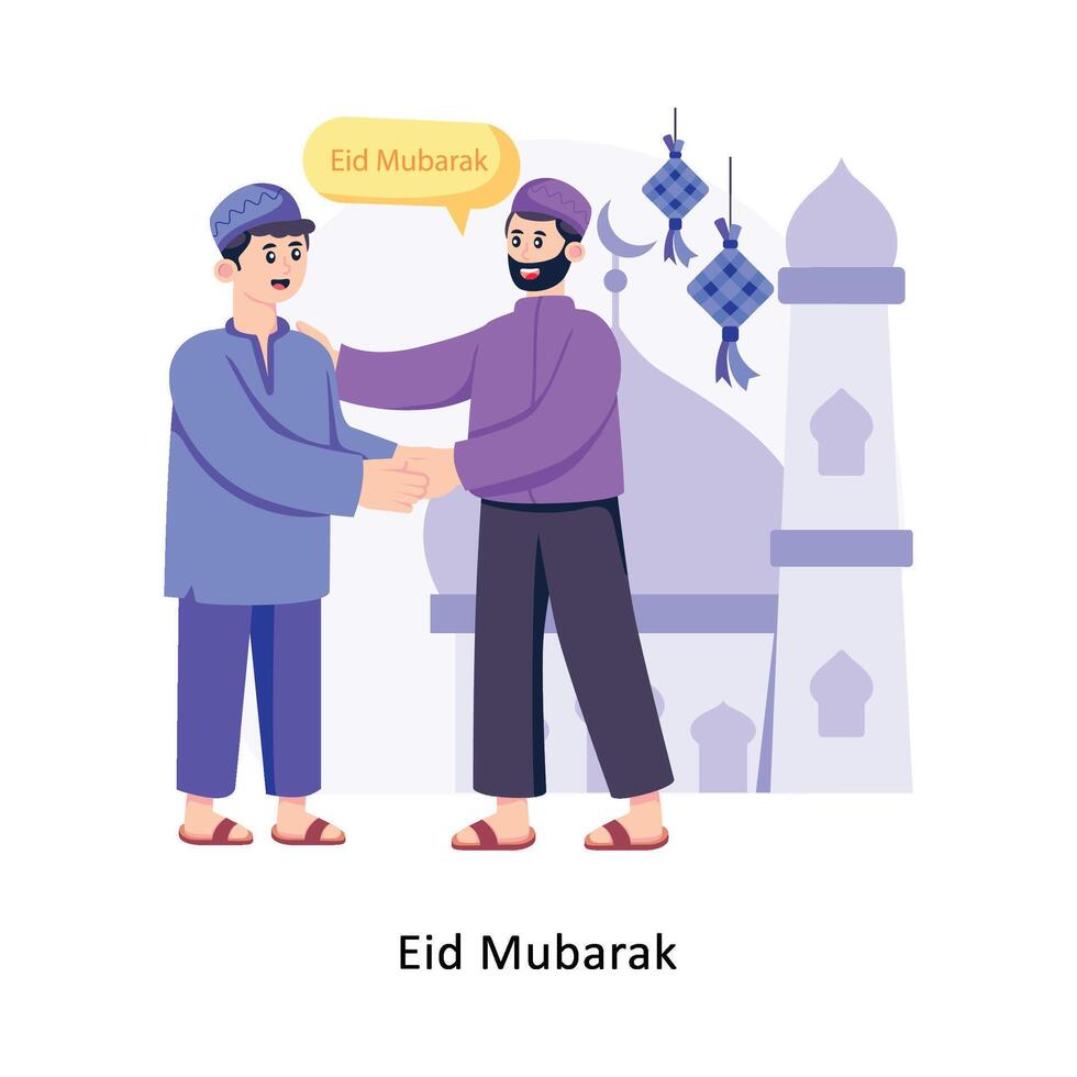 Eid Mubarak Flat Style Design Vector illustration. Stock illustration