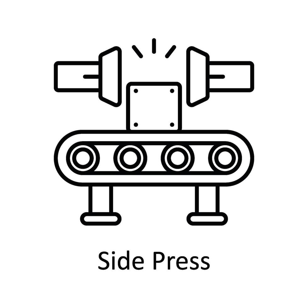 Side Press vector outline icon design illustration. Manufacturing units symbol on White background EPS 10 File