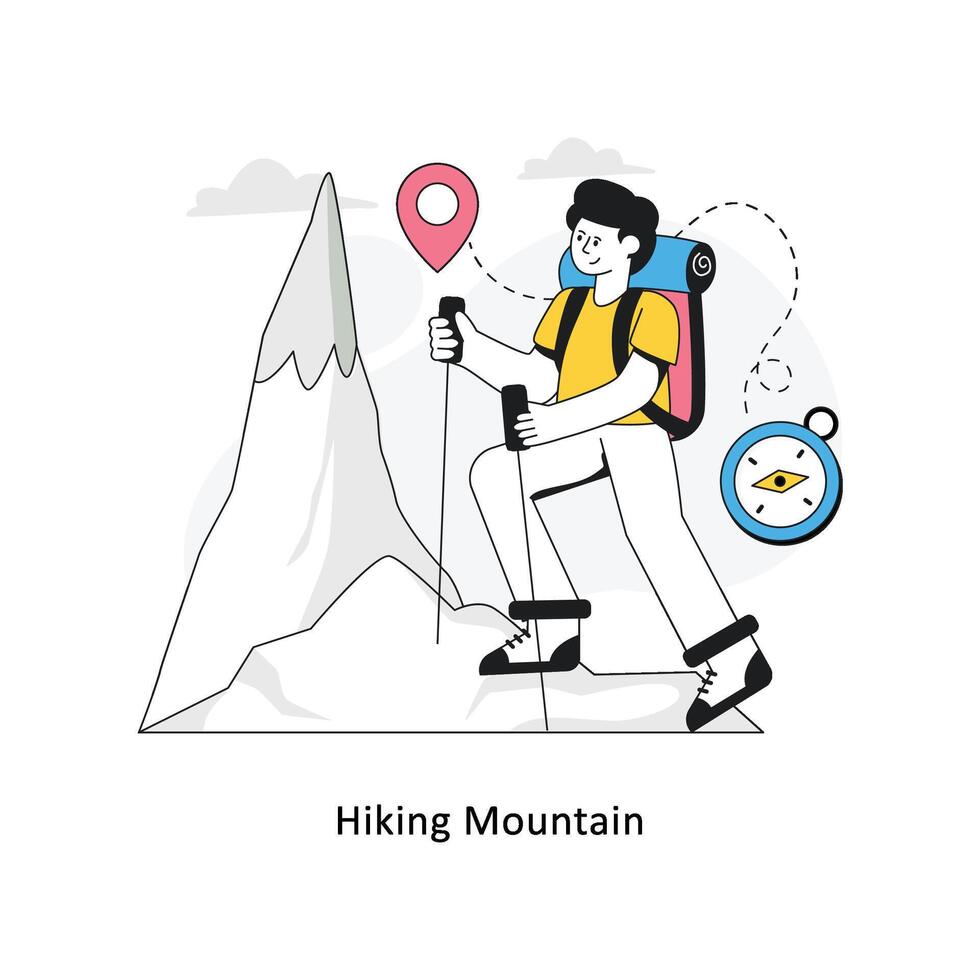 Hiking Mountain  Flat Style Design Vector illustration. Stock illustration