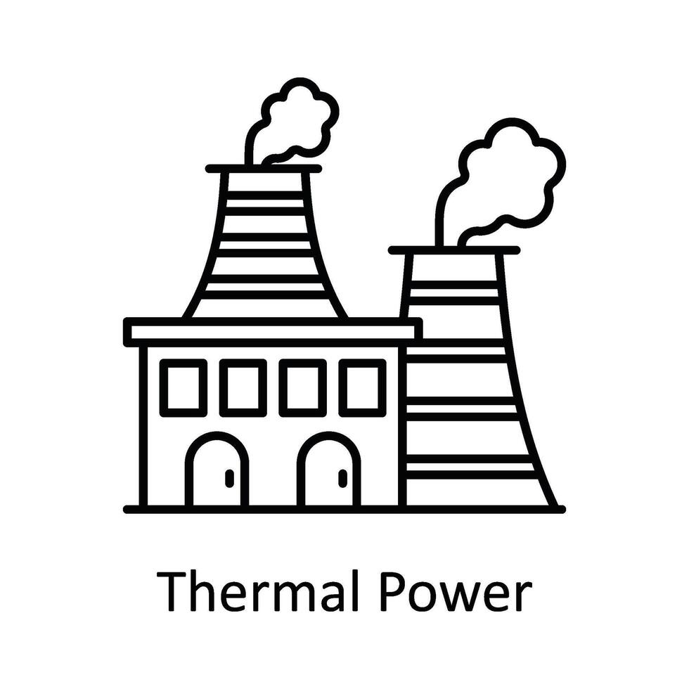 Thermal Power vector outline icon design illustration. Manufacturing units symbol on White background EPS 10 File