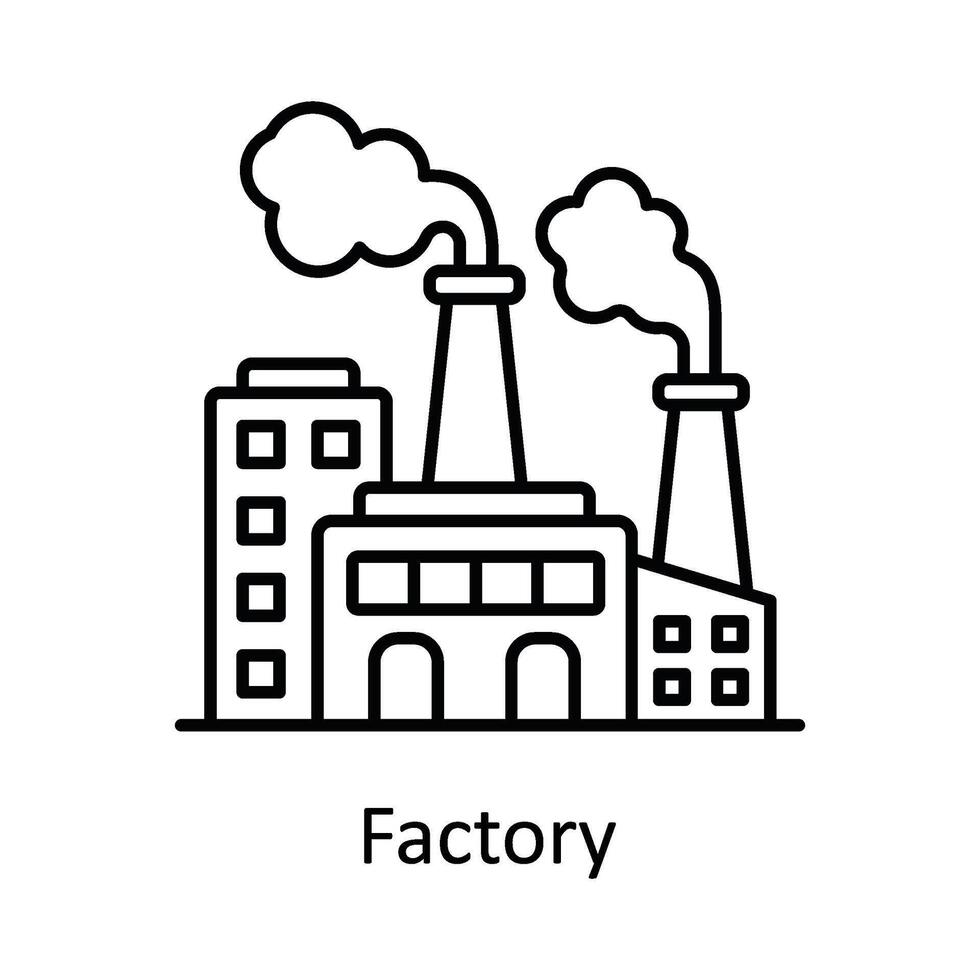 Factory  vector outline icon design illustration. Manufacturing units symbol on White background EPS 10 File