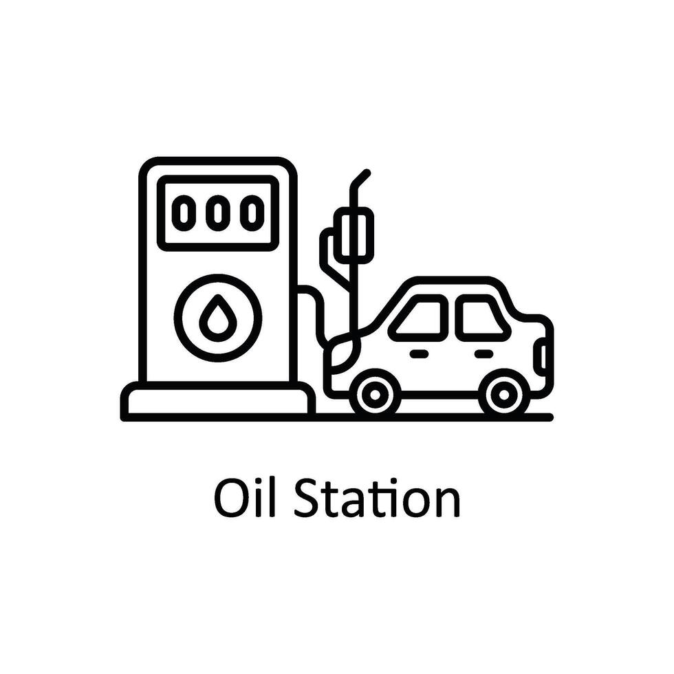 Oil Station vector outline icon design illustration. Manufacturing units symbol on White background EPS 10 File