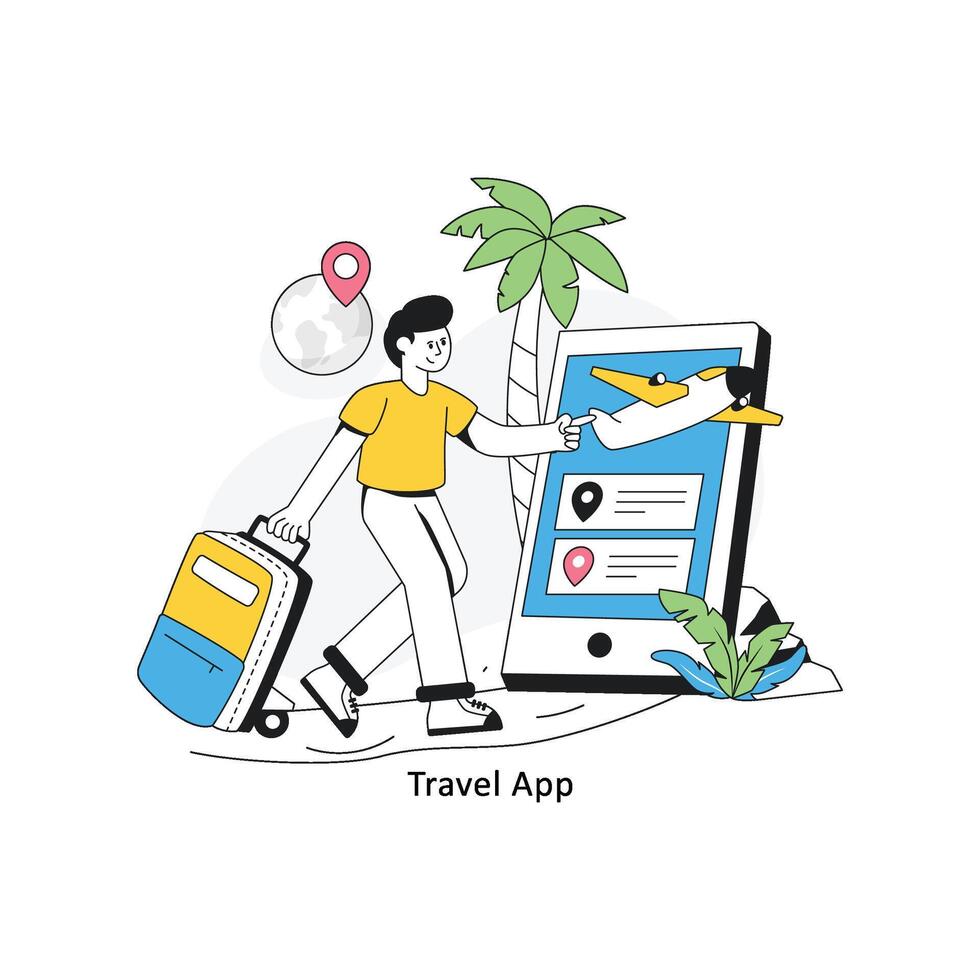 Travel App  Flat Style Design Vector illustration. Stock illustration