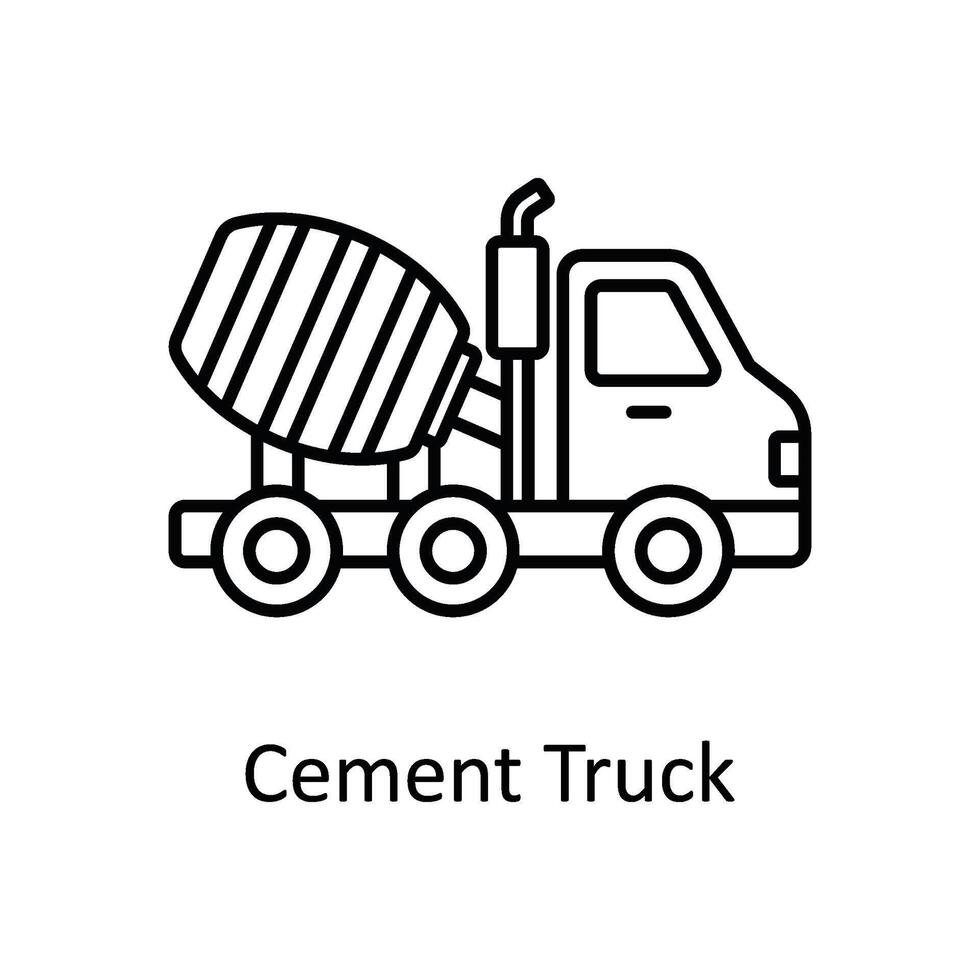 Cement Truck vector outline icon design illustration. Manufacturing units symbol on White background EPS 10 File