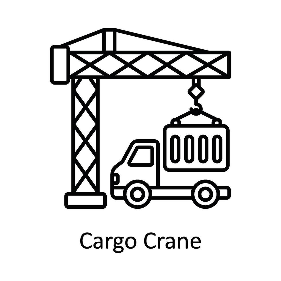 Cargo Crane vector outline icon design illustration. Manufacturing units symbol on White background EPS 10 File