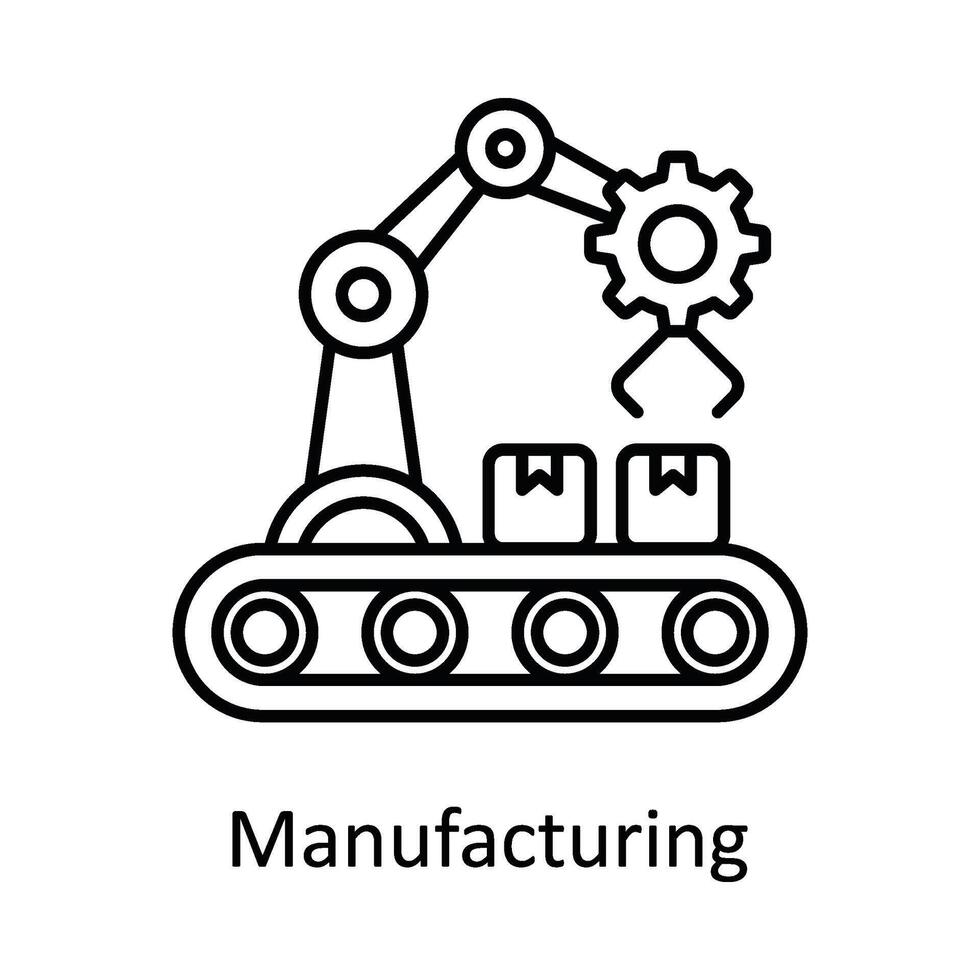 Manufacturing vector outline icon design illustration. Manufacturing units symbol on White background EPS 10 File