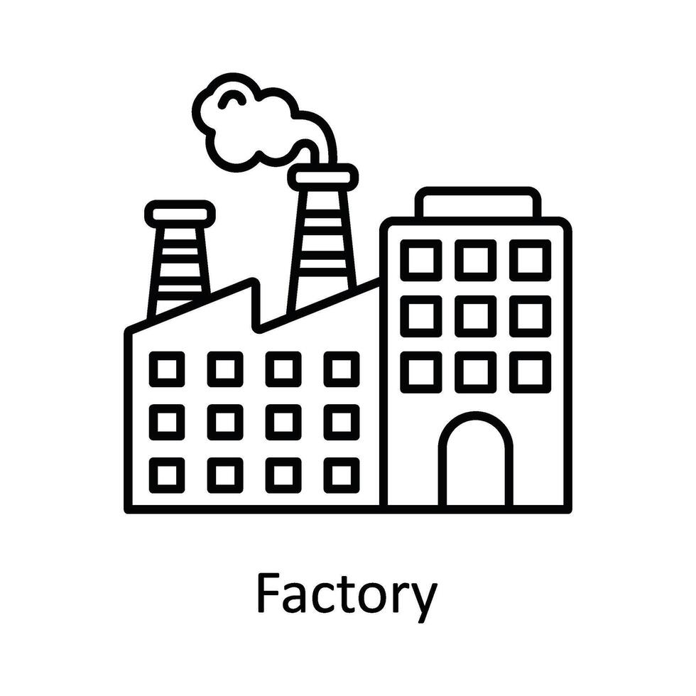 Factory  vector outline icon design illustration. Manufacturing units symbol on White background EPS 10 File