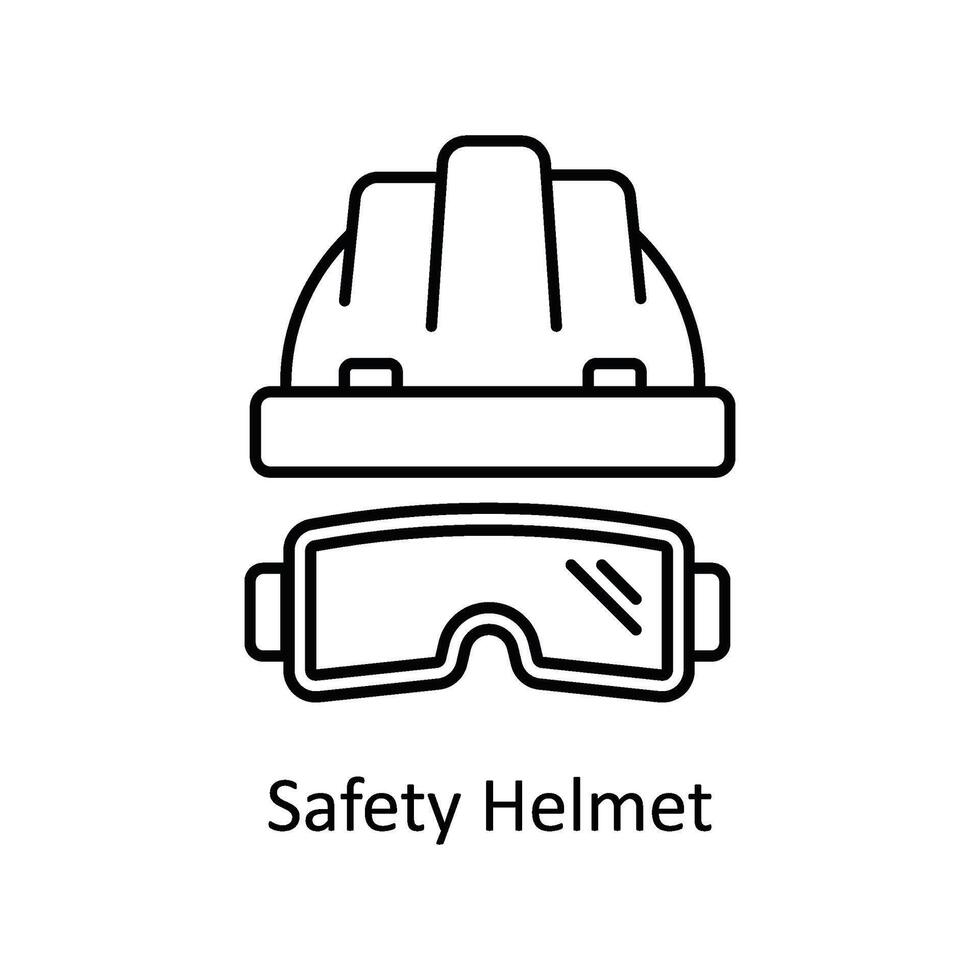 Safety Helmet  vector outline icon design illustration. Manufacturing units symbol on White background EPS 10 File