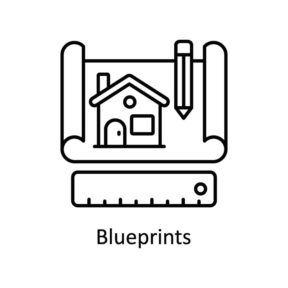 Blueprints vector outline icon design illustration. Manufacturing units symbol on White background EPS 10 File