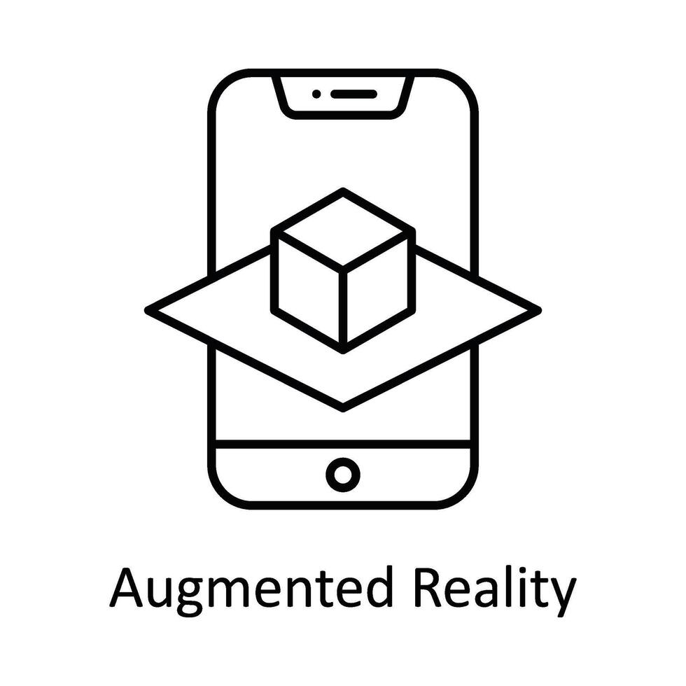 Augmented Reality  vector outline icon design illustration. Manufacturing units symbol on White background EPS 10 File