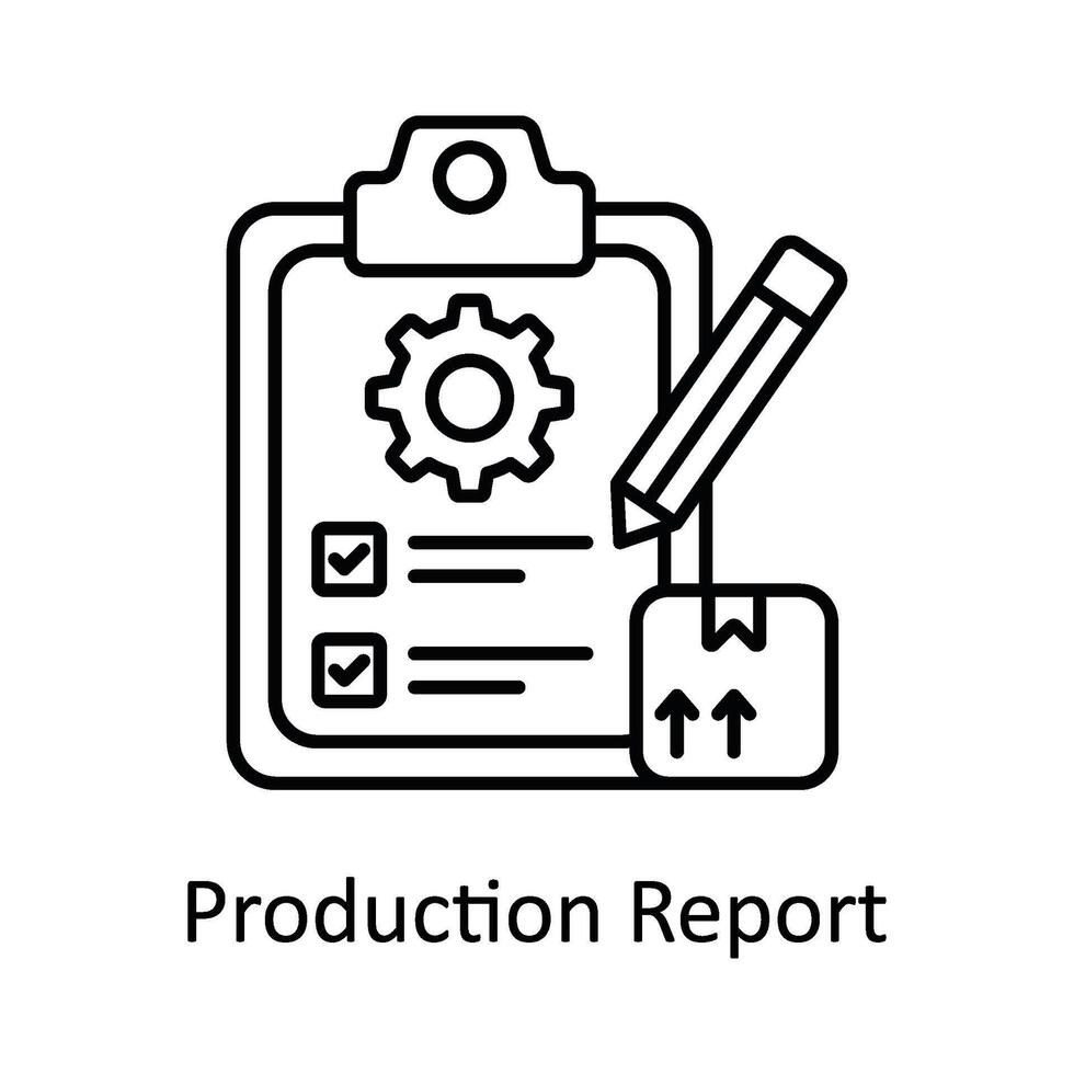 Production Report vector outline icon design illustration. Manufacturing units symbol on White background EPS 10 File