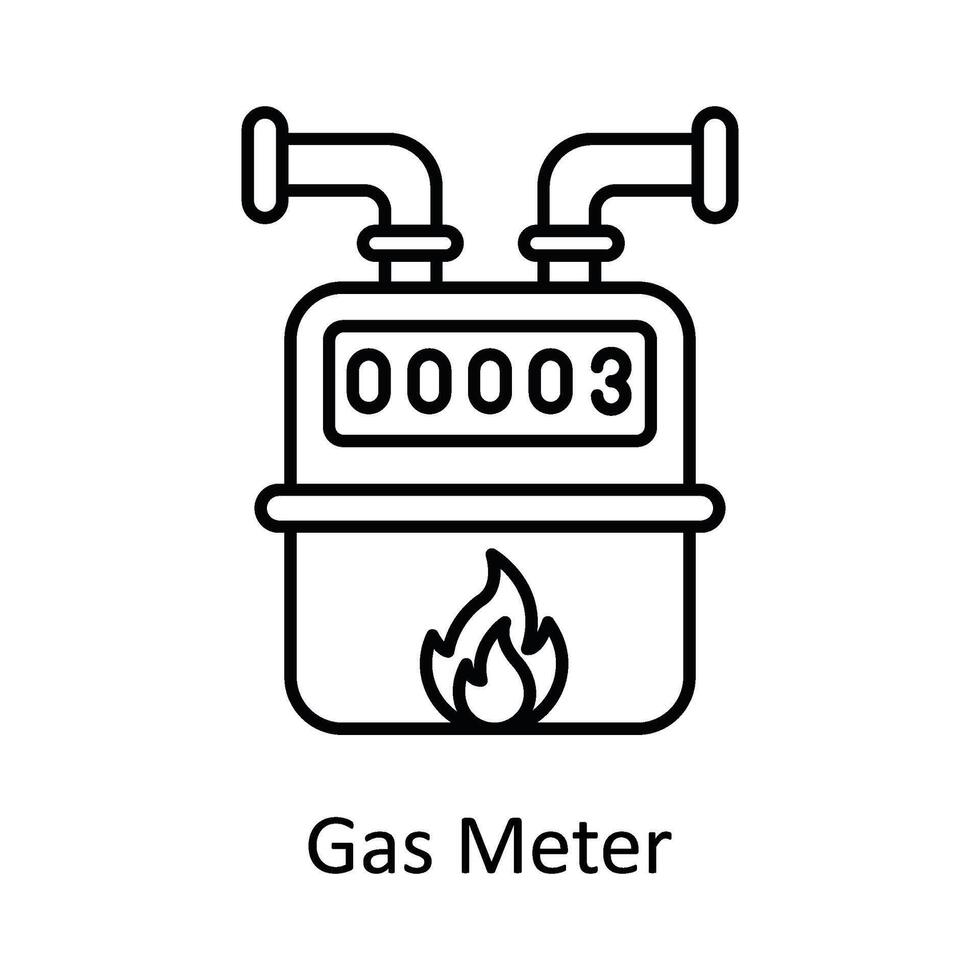 Gas Meter vector outline icon design illustration. Manufacturing units symbol on White background EPS 10 File