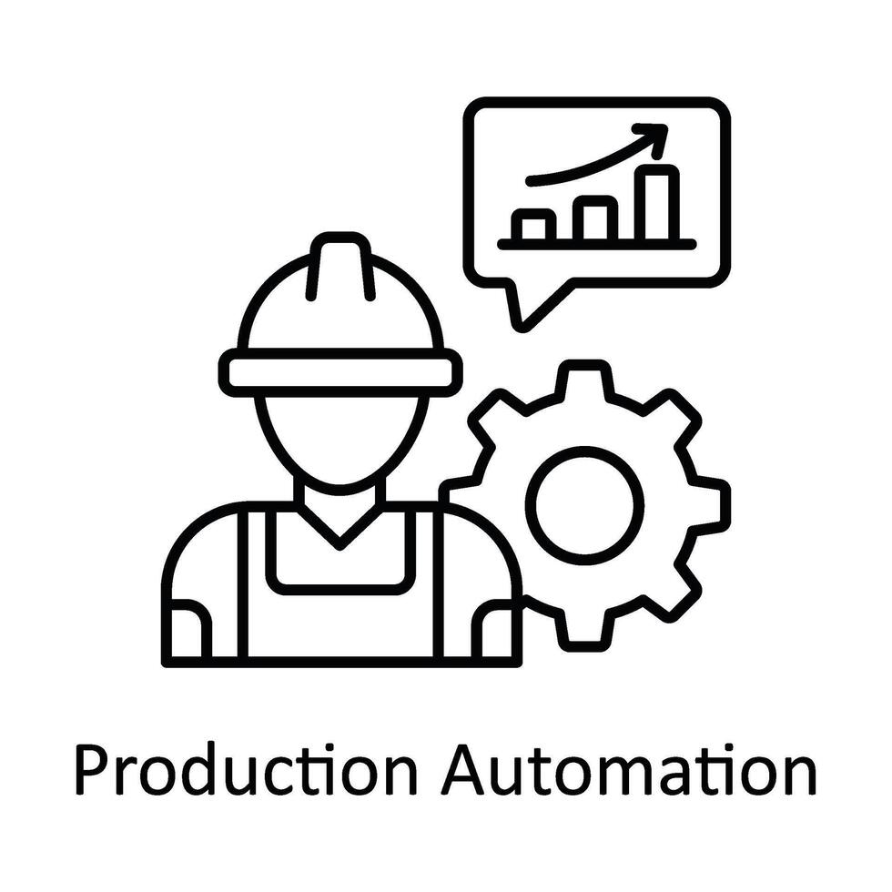 producción automatización vector contorno icono diseño ilustración. fabricación unidades símbolo en blanco antecedentes eps 10 archivo