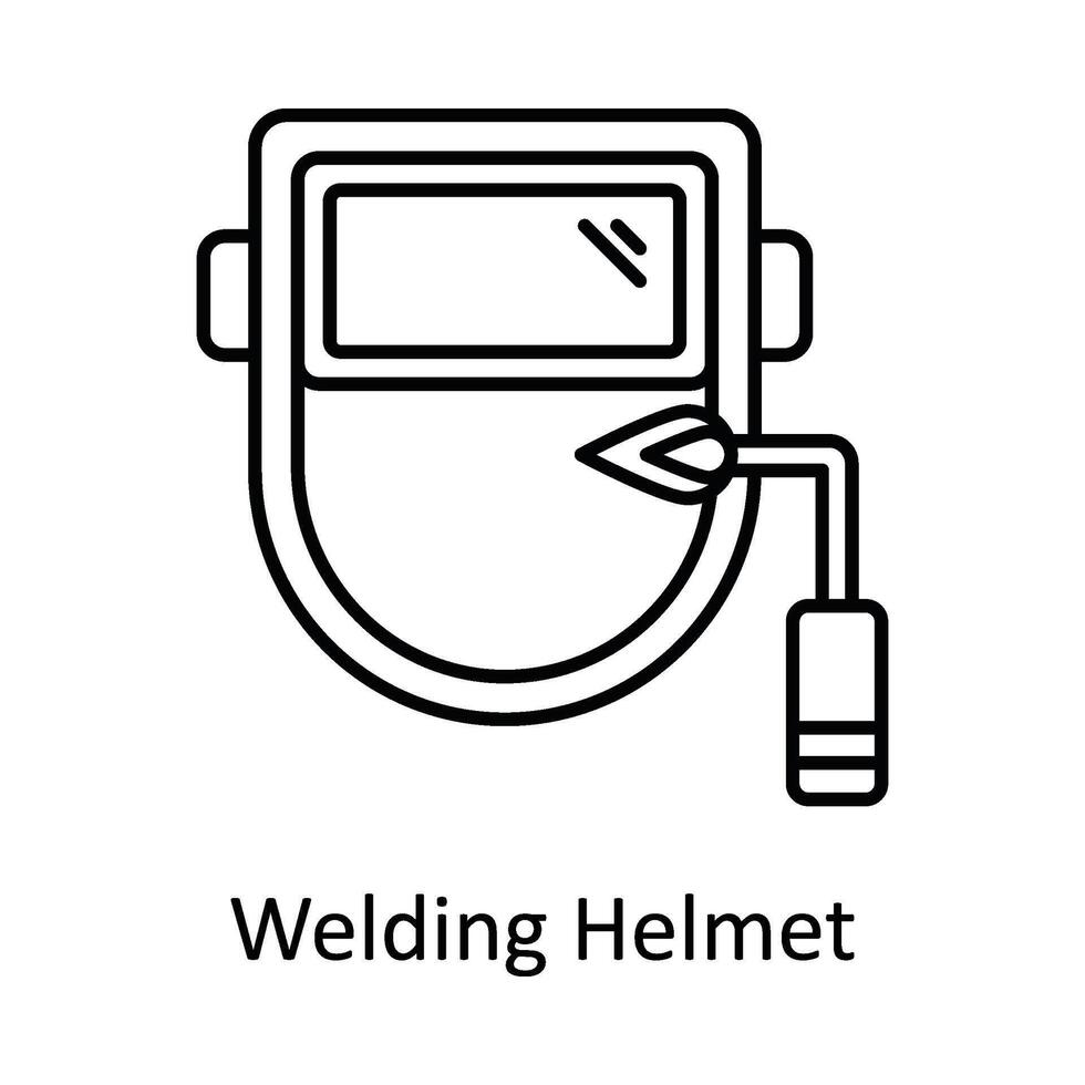 Welding Helmet  vector outline icon design illustration. Manufacturing units symbol on White background EPS 10 File