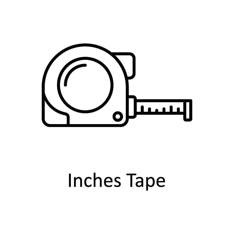 Inches Tape vector outline icon design illustration. Manufacturing units symbol on White background EPS 10 File