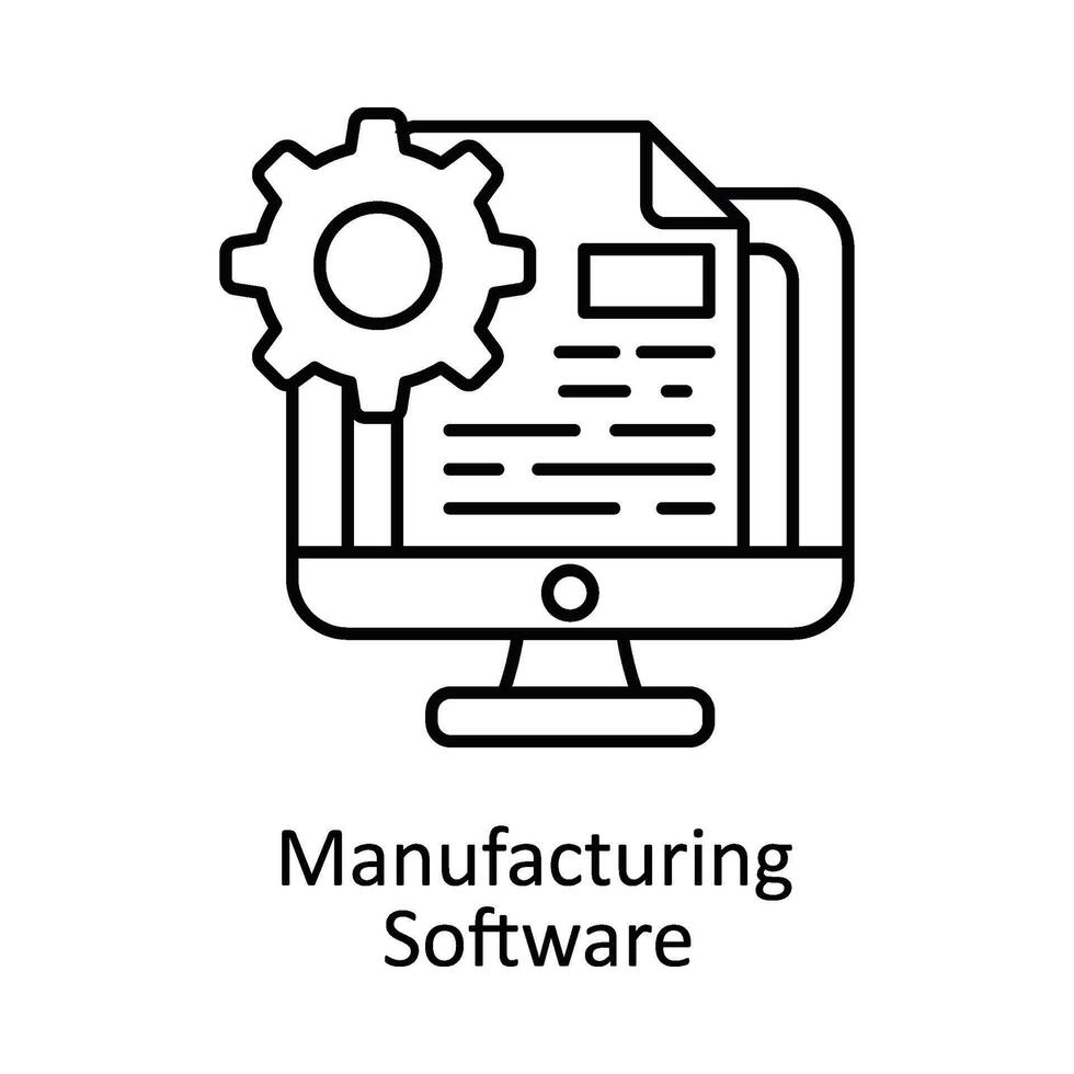 Manufacturing Software vector outline icon design illustration. Manufacturing units symbol on White background EPS 10 File