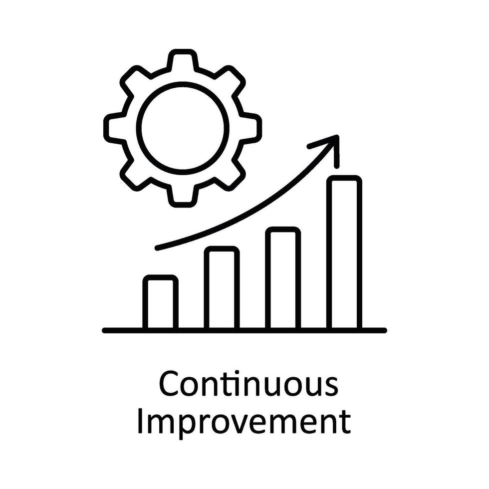 Continuous Improvement  vector outline icon design illustration. Manufacturing units symbol on White background EPS 10 File