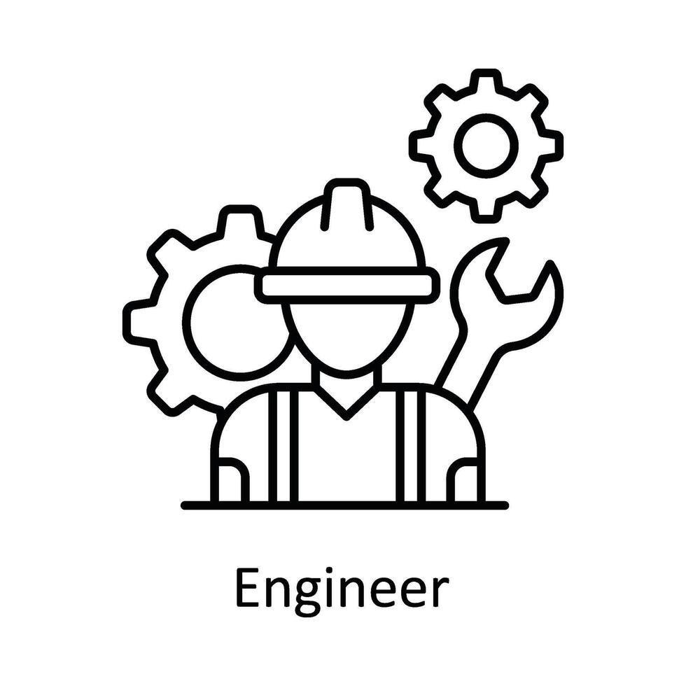 Engineer vector outline icon design illustration. Manufacturing units symbol on White background EPS 10 File