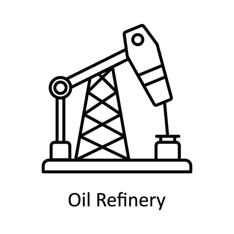 Oil Refinery  vector outline icon design illustration. Manufacturing units symbol on White background EPS 10 File