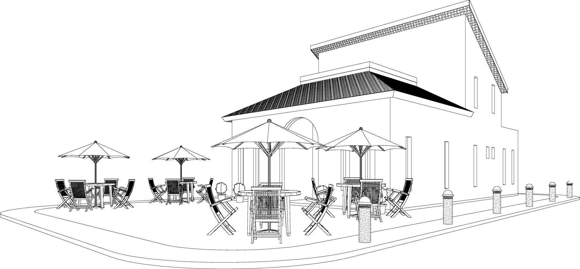 3D illustration of coffee shop vector