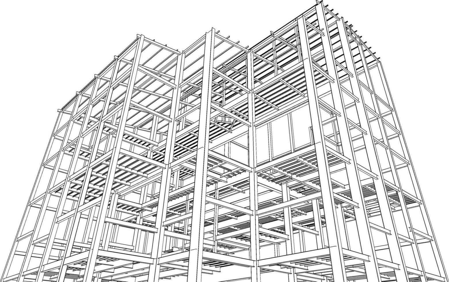 3D illustration of building structure vector