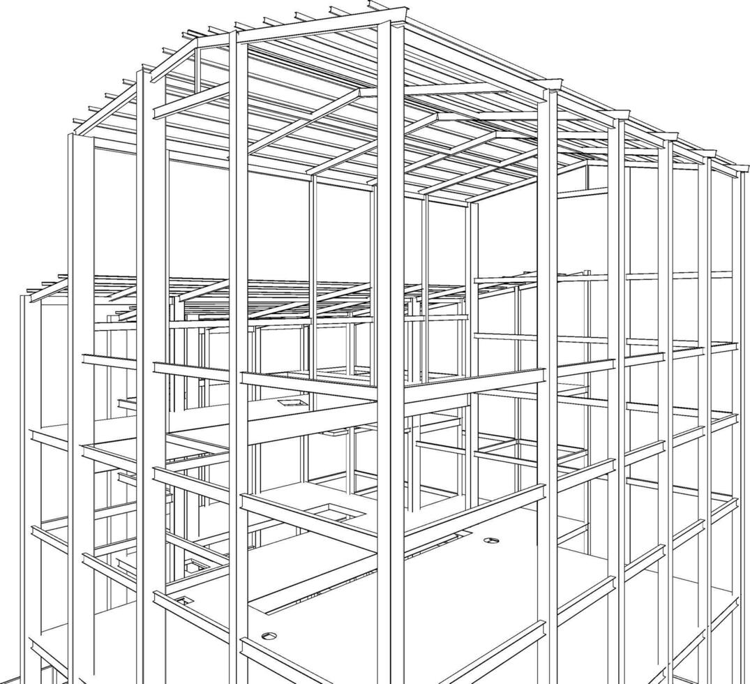 3D illustration of building structure vector