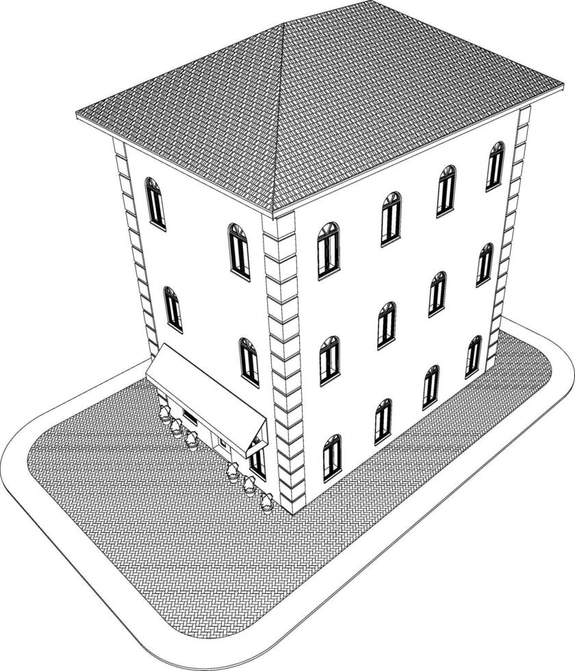 3D illustration of residential project vector