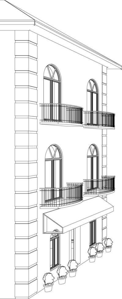 3d ilustración de residencial proyecto vector